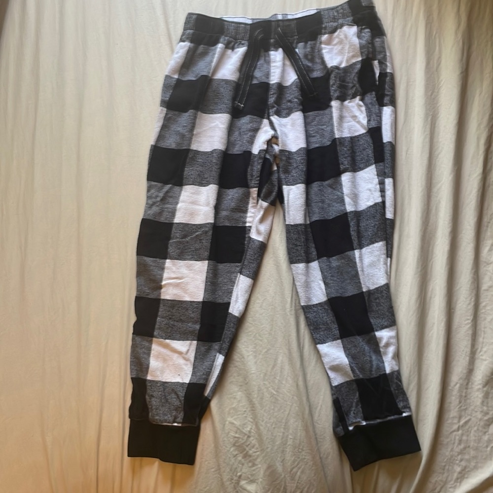 Black and white checkered pajama pants